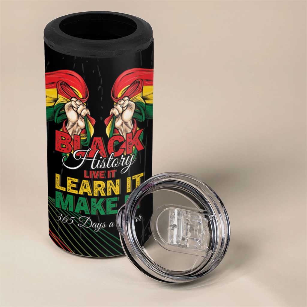 Personalized Ghana Black History Month 4 in 1 Can Cooler Tumbler Live It Learn It Make It - African Pride