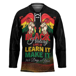 Personalized Ghana Black History Month Hockey Jersey Live It Learn It Make It - African Pride