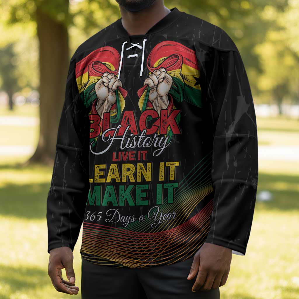Personalized Ghana Black History Month Hockey Jersey Live It Learn It Make It - African Pride