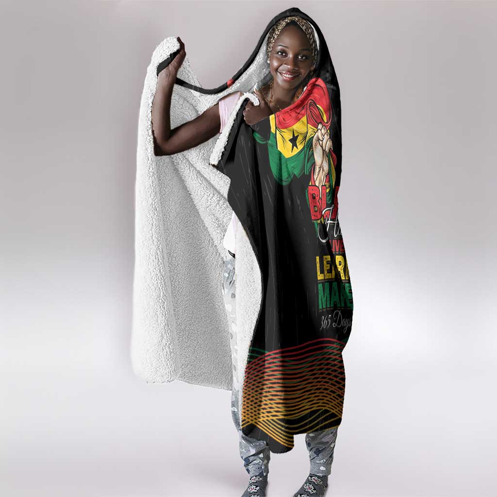 Ghana Black History Month Hooded Blanket Live It Learn It Make It - African Pride