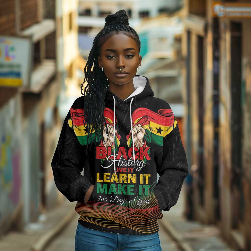 Personalized Ghana Black History Month Hoodie Live It Learn It Make It - African Pride