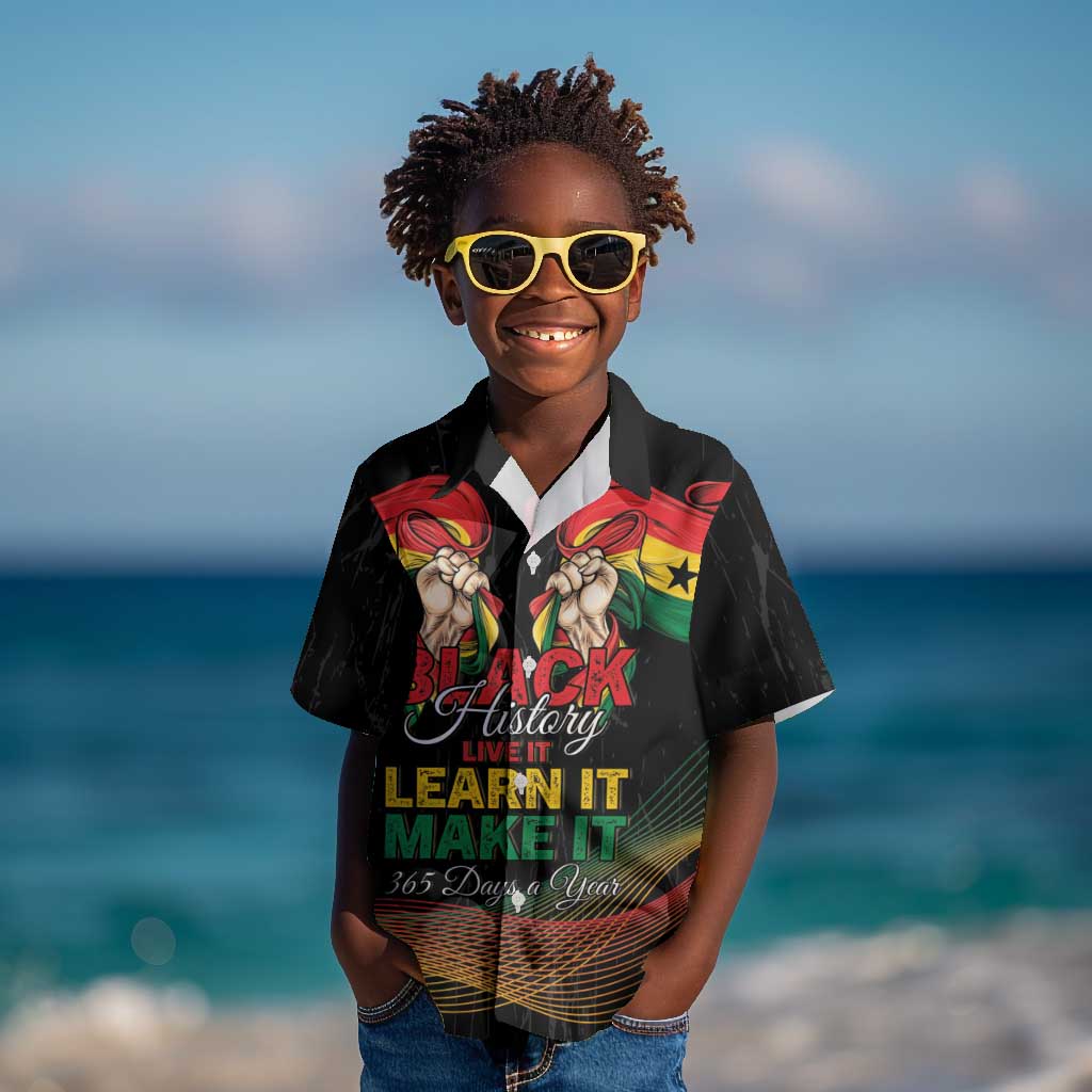 Personalized Ghana Black History Month Kid Hawaiian Shirt Live It Learn It Make It - African Pride