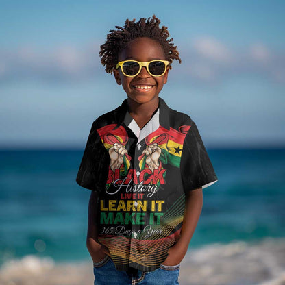 Personalized Ghana Black History Month Kid Hawaiian Shirt Live It Learn It Make It - African Pride