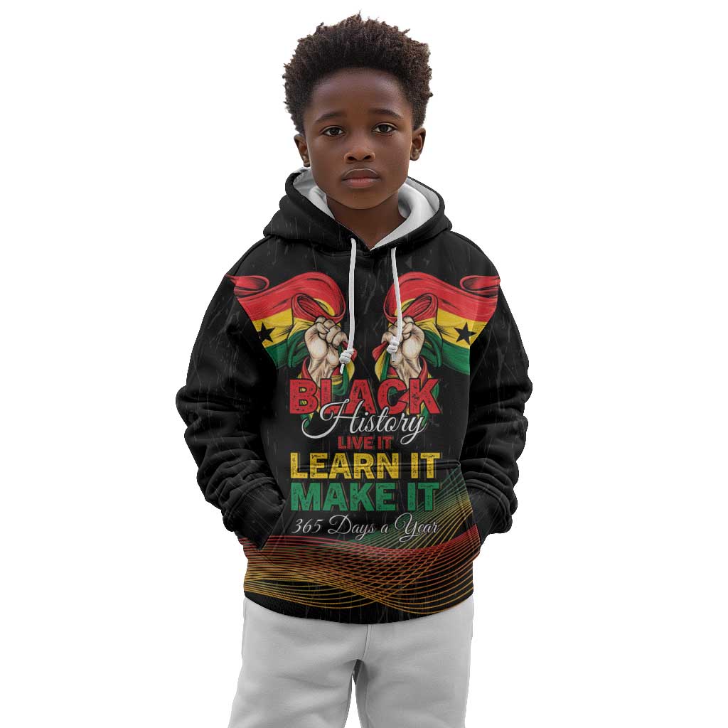 Personalized Ghana Black History Month Kid Hoodie Live It Learn It Make It - African Pride