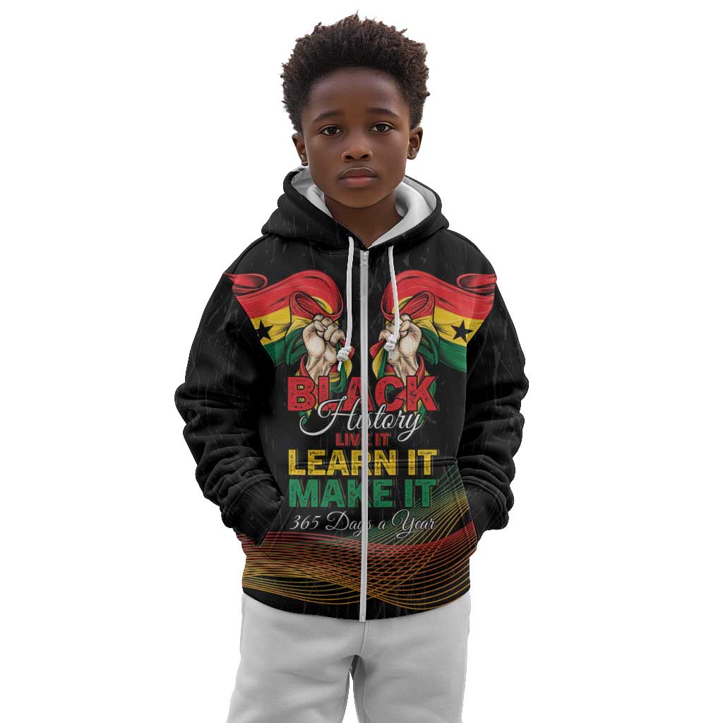 Personalized Ghana Black History Month Kid Hoodie Live It Learn It Make It - African Pride