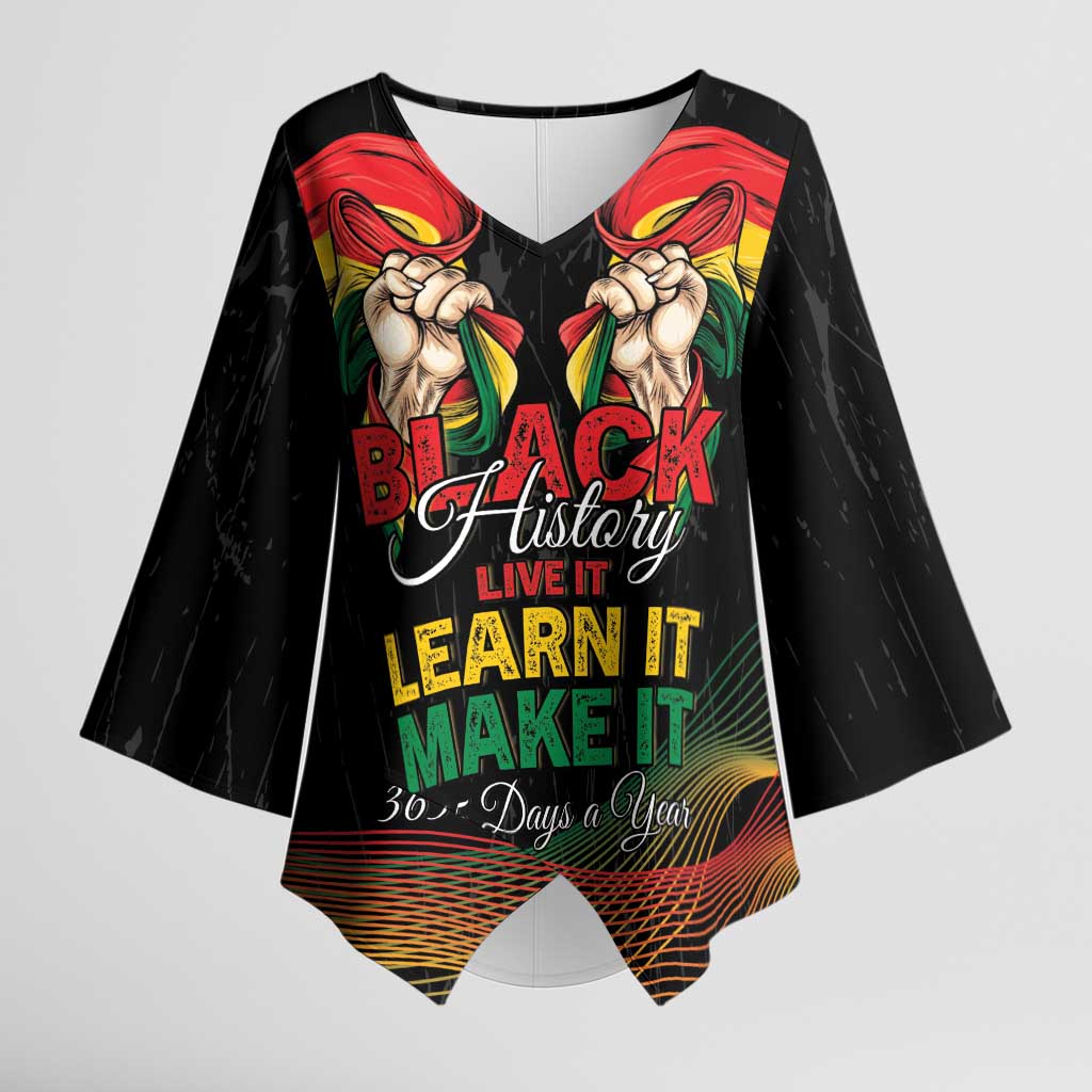 Personalized Ghana Black History Month Kimono Sleeve Blouse Live It Learn It Make It - African Pride