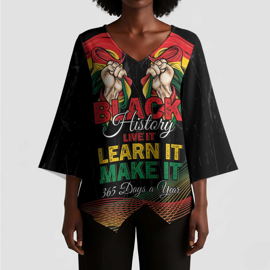 Personalized Ghana Black History Month Kimono Sleeve Blouse Live It Learn It Make It - African Pride