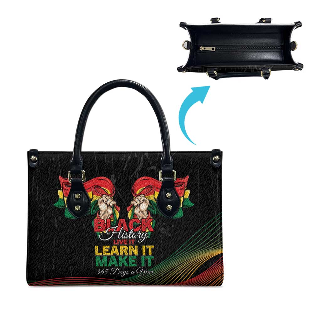 Ghana Black History Month Leather Bag Live It Learn It Make It - African Pride