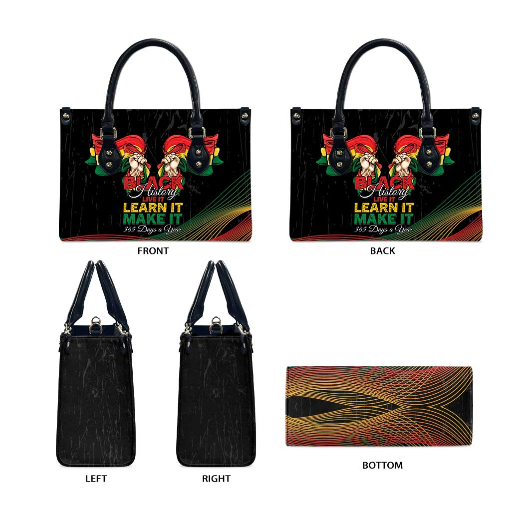 Ghana Black History Month Leather Bag Live It Learn It Make It - African Pride