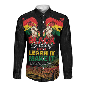 Personalized Ghana Black History Month Long Sleeve Button Shirt Live It Learn It Make It - African Pride