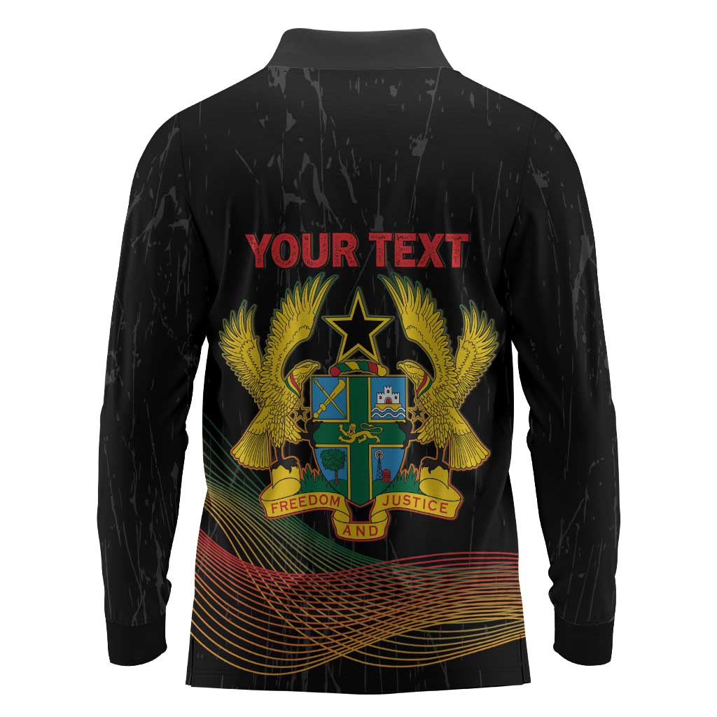 Personalized Ghana Black History Month Long Sleeve Polo Shirt Live It Learn It Make It - African Pride