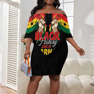 Personalized Ghana Black History Month Off Shoulder Short Dress Live It Learn It Make It - African Pride