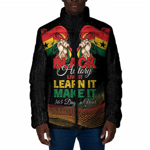 Personalized Ghana Black History Month Padded Jacket Live It Learn It Make It - African Pride