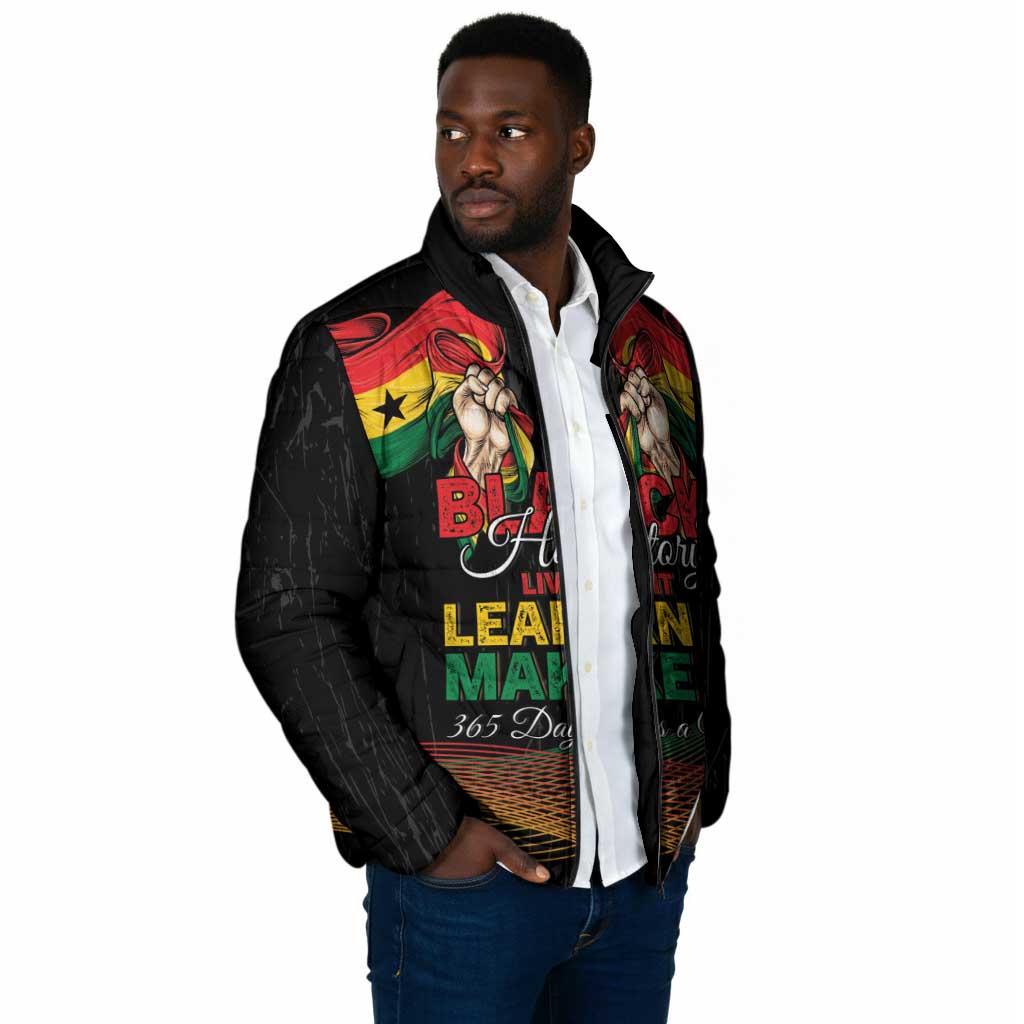 Personalized Ghana Black History Month Padded Jacket Live It Learn It Make It - African Pride