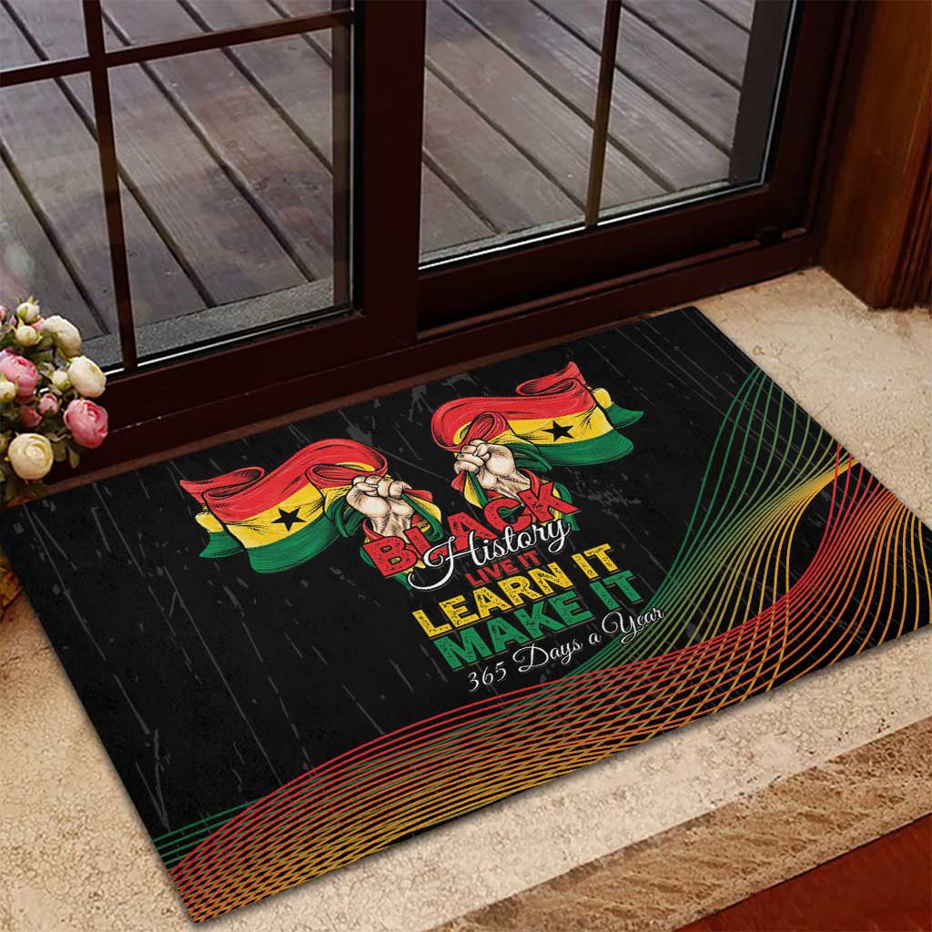 Ghana Black History Month Rubber Doormat Live It Learn It Make It - African Pride