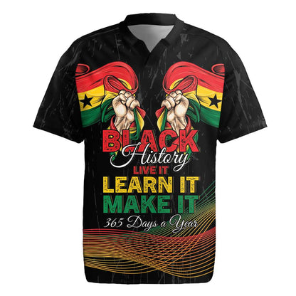 Personalized Ghana Black History Month Rugby Jersey Live It Learn It Make It - African Pride