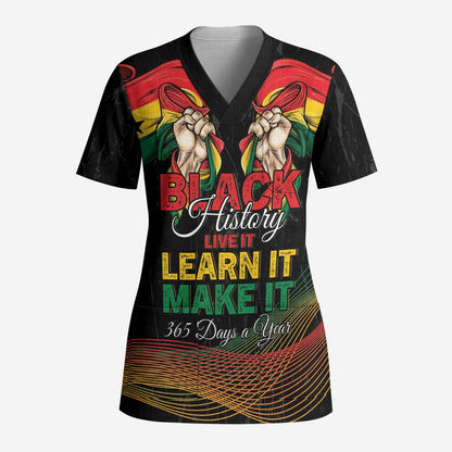 Personalized Ghana Black History Month Scrub Top Live It Learn It Make It - African Pride