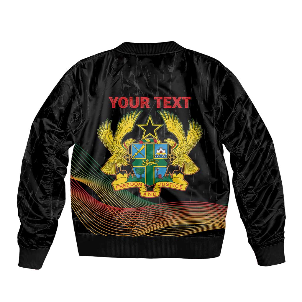 Personalized Ghana Black History Month Sleeve Zip Bomber Jacket Live It Learn It Make It - African Pride