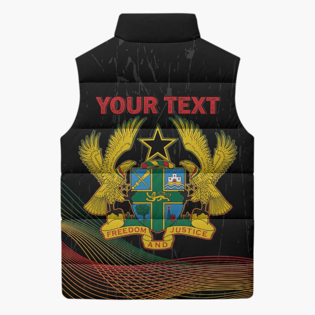 Personalized Ghana Black History Month Sleeveless Puffer Jacket Live It Learn It Make It - African Pride