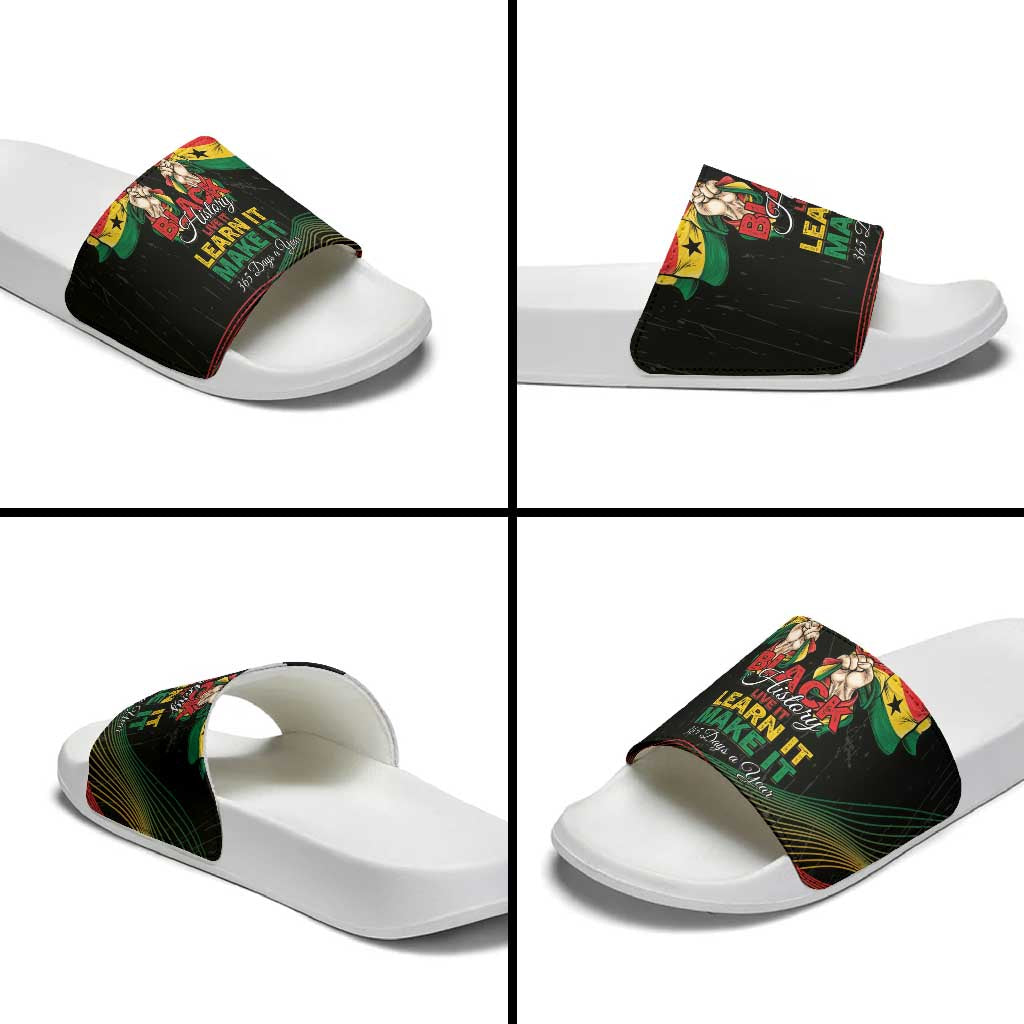 Ghana Black History Month Slide Sandals Live It Learn It Make It - African Pride