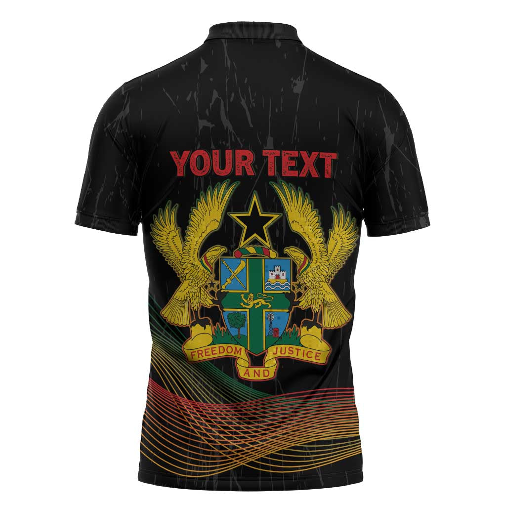 Personalized Ghana Black History Month Zipper Polo Shirt Live It Learn It Make It - African Pride