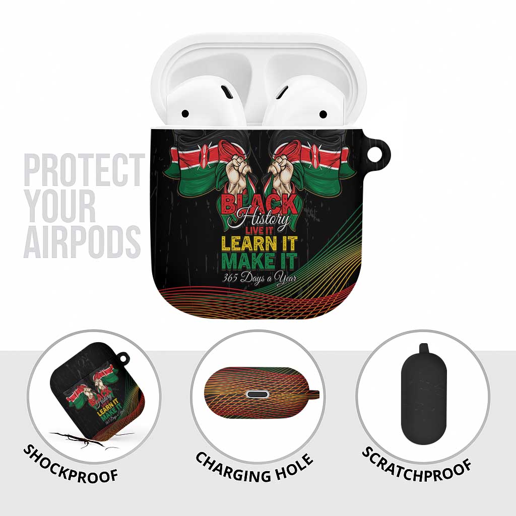 Kenya Black History Month AirPods Case Live It Learn It Make It - African Pride