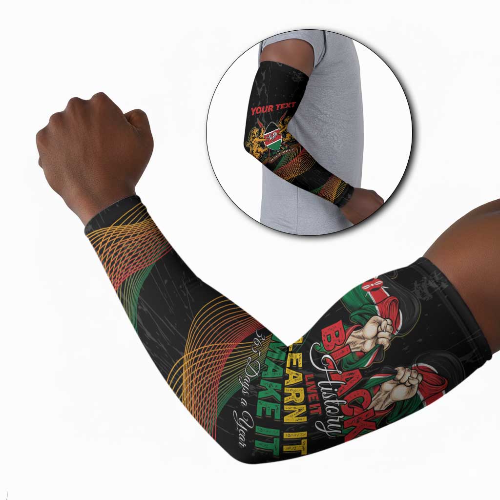 Personalized Kenya Black History Month Arm Sleeves Live It Learn It Make It - African Pride
