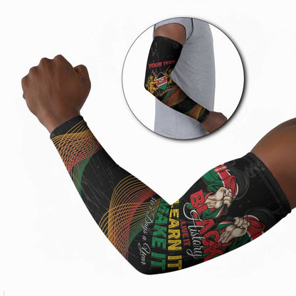 Personalized Kenya Black History Month Arm Sleeves Live It Learn It Make It - African Pride