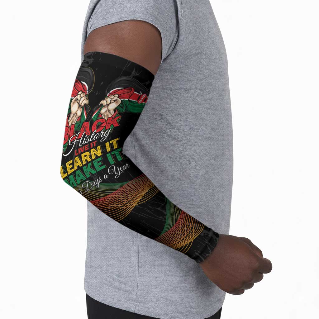 Personalized Kenya Black History Month Arm Sleeves Live It Learn It Make It - African Pride