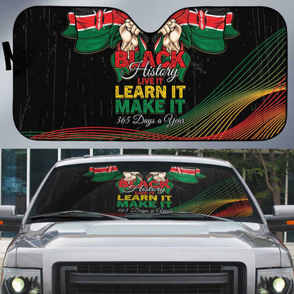 Kenya Black History Month Auto Sun Shade Live It Learn It Make It - African Pride