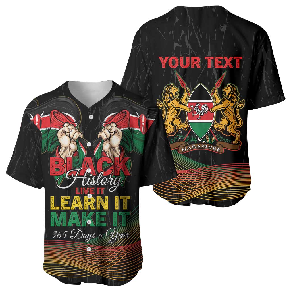 Personalized Kenya Black History Month Baseball Jersey Live It Learn It Make It - African Pride
