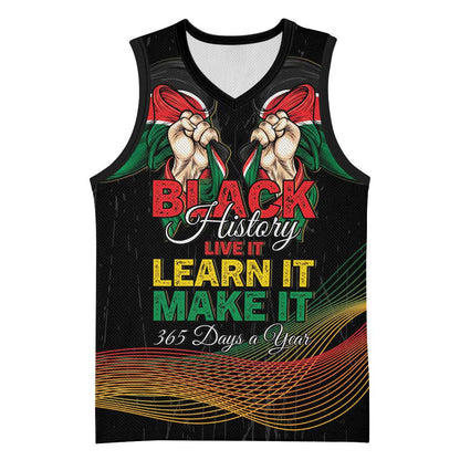 Personalized Kenya Black History Month Basketball Jersey Live It Learn It Make It - African Pride