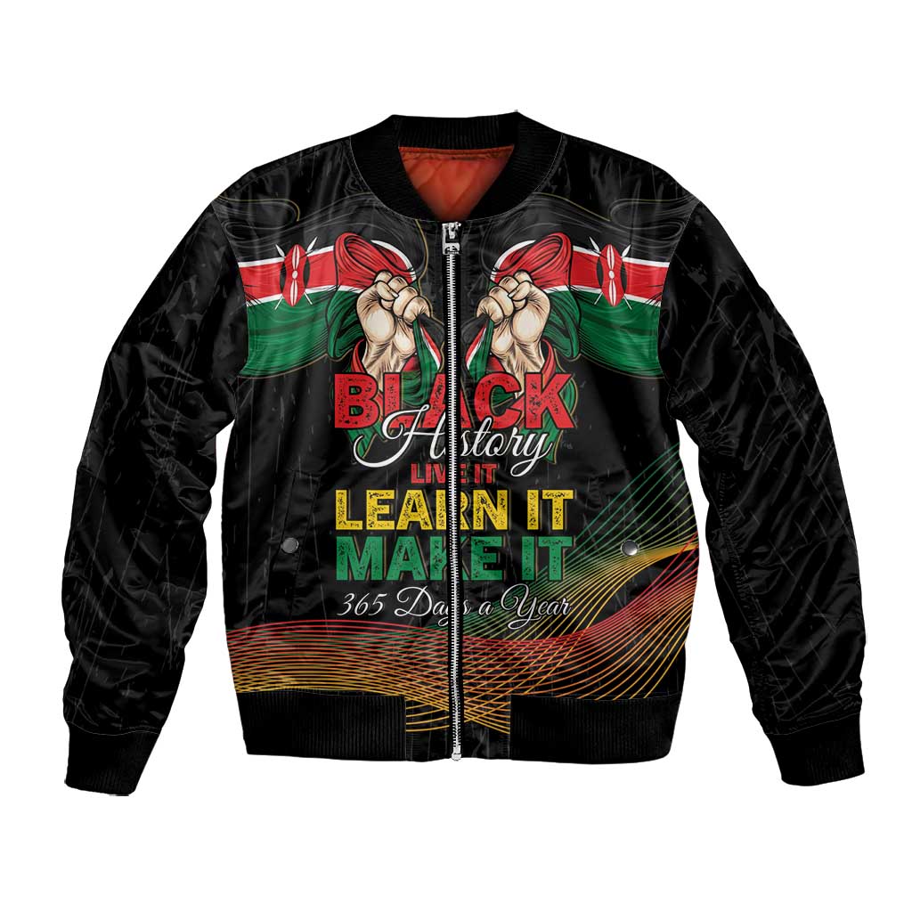 Personalized Kenya Black History Month Bomber Jacket Live It Learn It Make It - African Pride