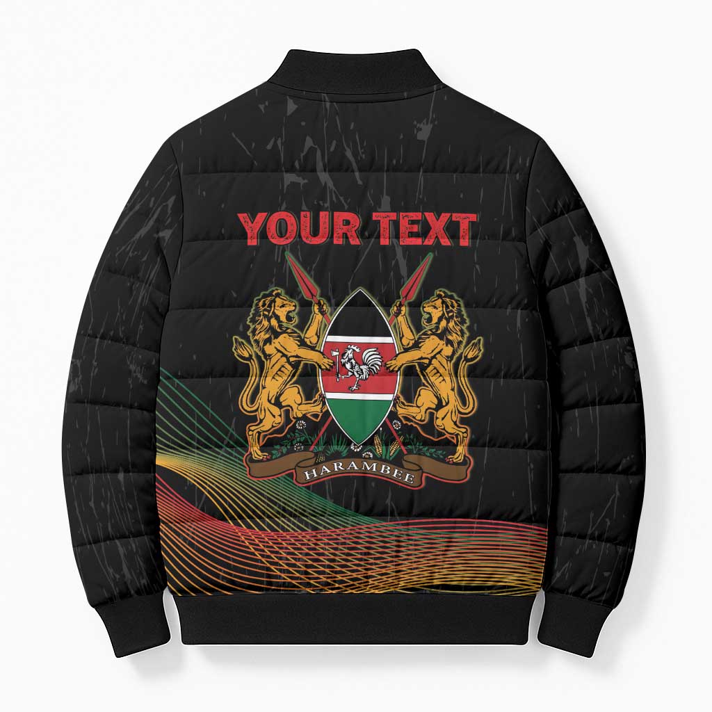 Personalized Kenya Black History Month Bomber Puffer Jacket Live It Learn It Make It - African Pride