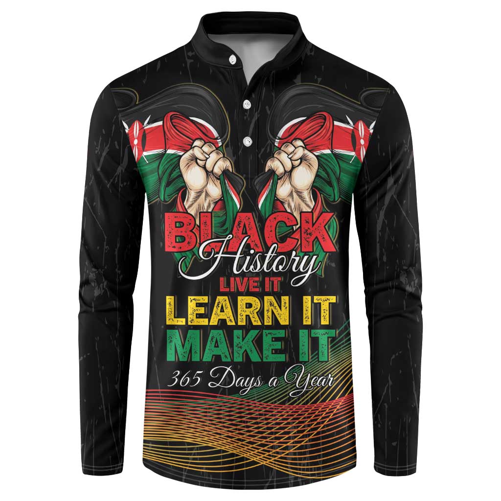 Personalized Kenya Black History Month Button Sweatshirt Live It Learn It Make It