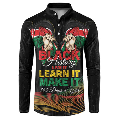 Personalized Kenya Black History Month Button Sweatshirt Live It Learn It Make It