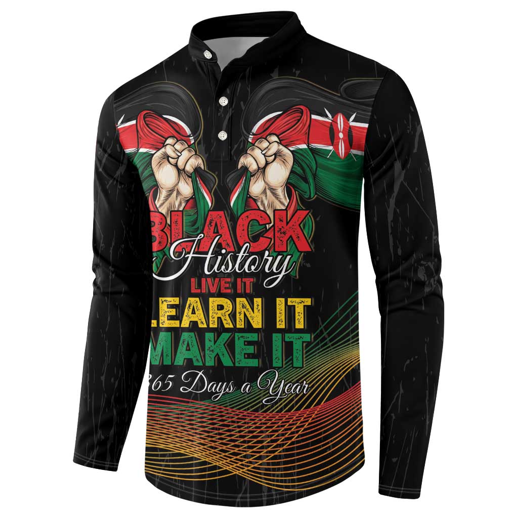 Personalized Kenya Black History Month Button Sweatshirt Live It Learn It Make It