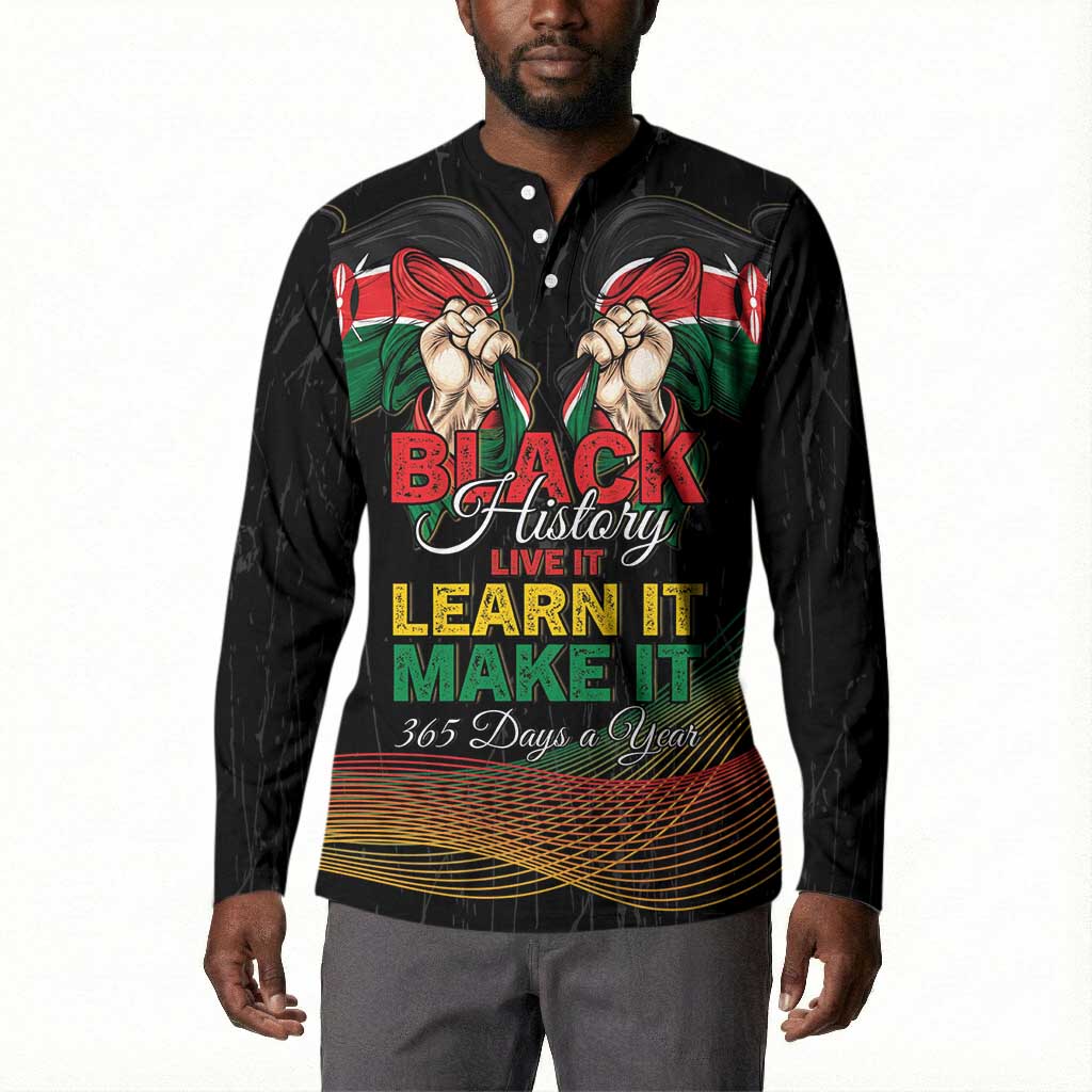 Personalized Kenya Black History Month Button Sweatshirt Live It Learn It Make It