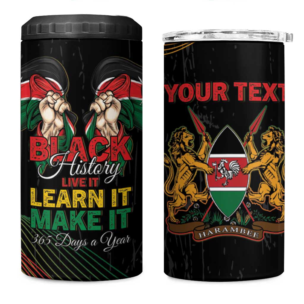 Personalized Kenya Black History Month 4 in 1 Can Cooler Tumbler Live It Learn It Make It - African Pride