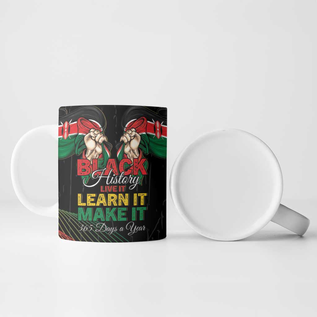 Personalized Kenya Black History Month Ceramic Mug Live It Learn It Make It - African Pride