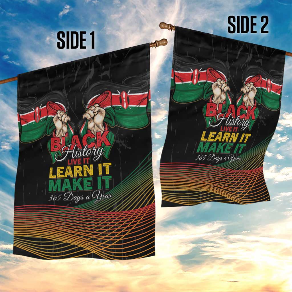 Kenya Black History Month Garden Flag Live It Learn It Make It - African Pride