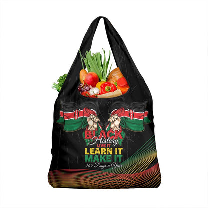 Kenya Black History Month Grocery Bag Live It Learn It Make It - African Pride