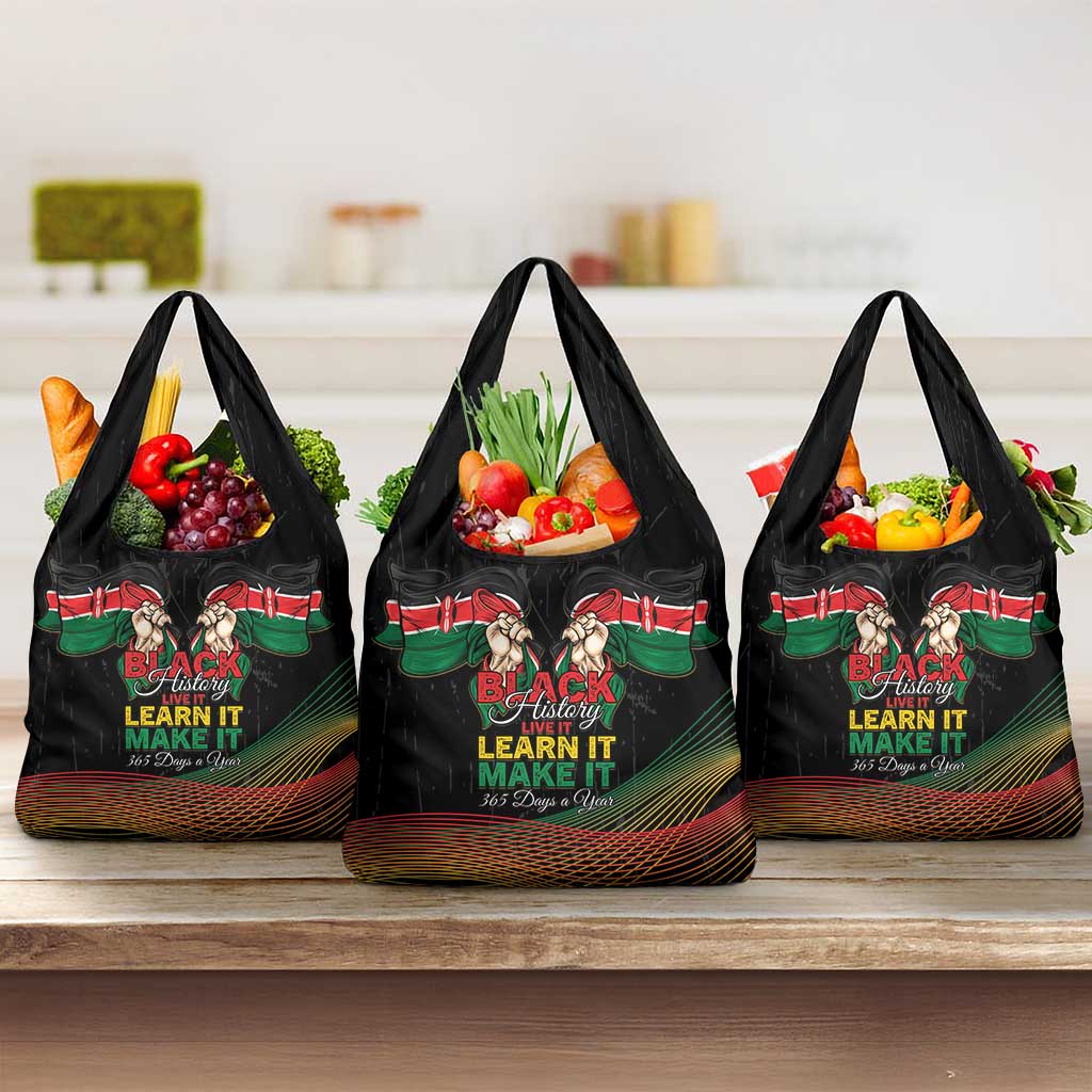 Kenya Black History Month Grocery Bag Live It Learn It Make It - African Pride