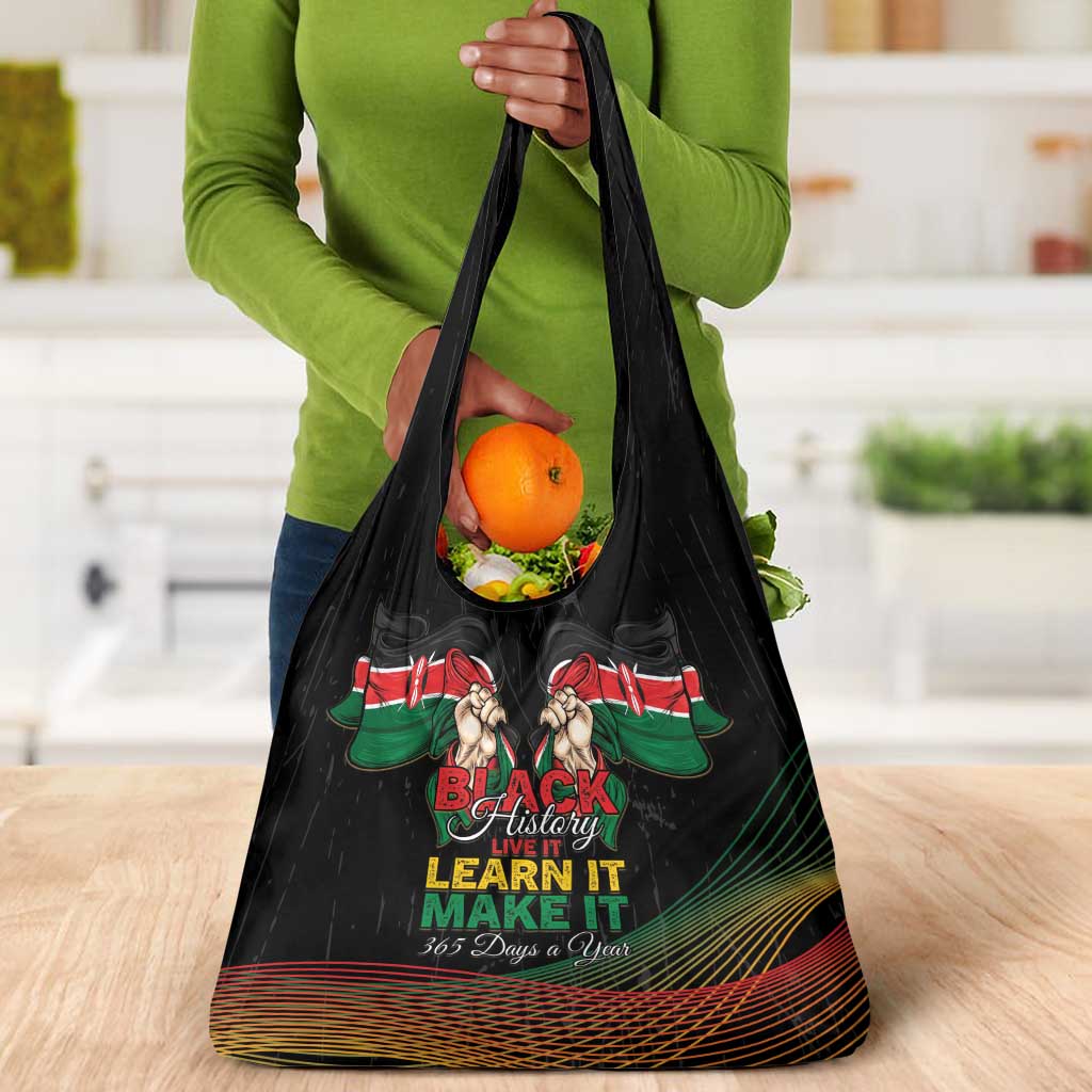 Kenya Black History Month Grocery Bag Live It Learn It Make It - African Pride