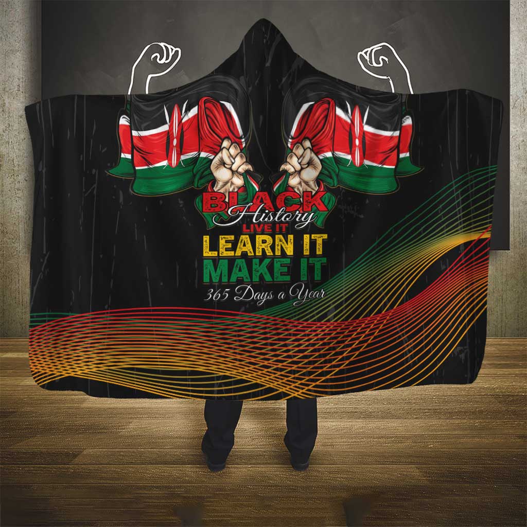 Kenya Black History Month Hooded Blanket Live It Learn It Make It - African Pride