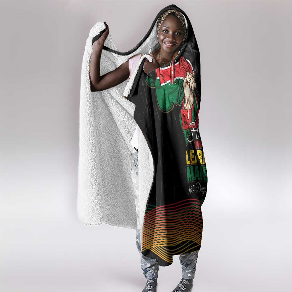 Kenya Black History Month Hooded Blanket Live It Learn It Make It - African Pride