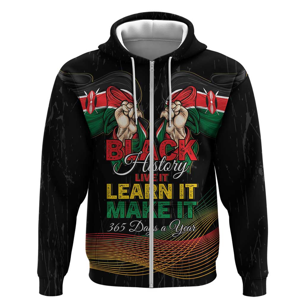 Personalized Kenya Black History Month Hoodie Live It Learn It Make It - African Pride