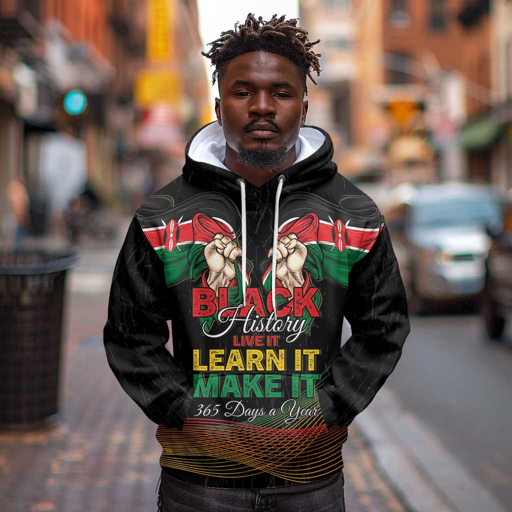 Personalized Kenya Black History Month Hoodie Live It Learn It Make It - African Pride