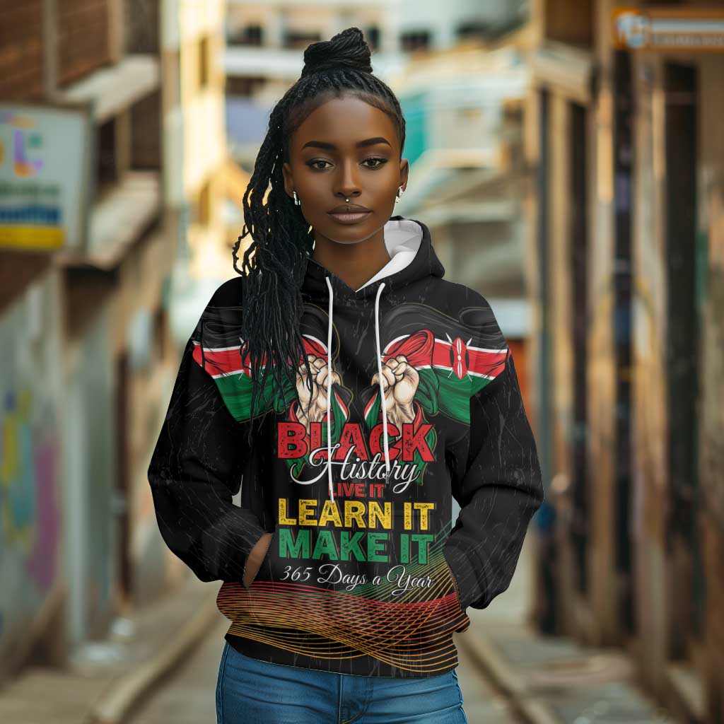 Personalized Kenya Black History Month Hoodie Live It Learn It Make It - African Pride