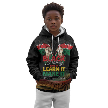 Personalized Kenya Black History Month Kid Hoodie Live It Learn It Make It - African Pride
